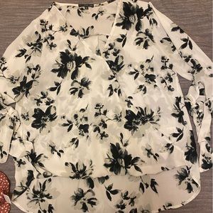 Stitch Fox black and white floral top.